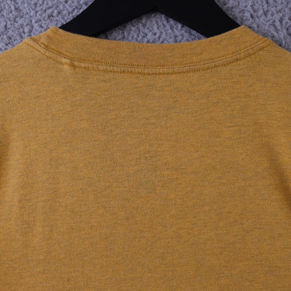prAna Lock Tee Shirt Men Medium Yellow Crew Neck Graphic Hiking Outdoors Gorpore - Picture 12 of 12